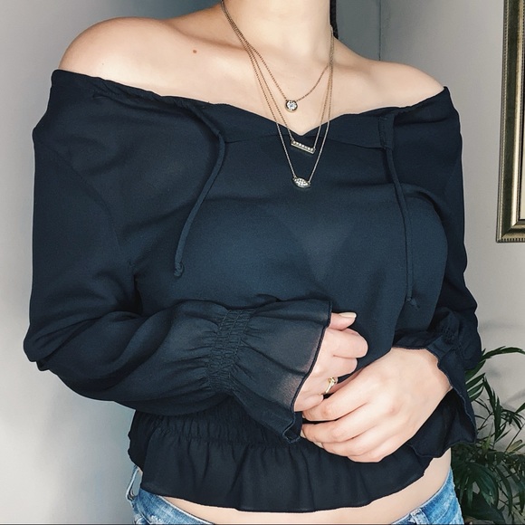 Tops - Notations Co. Black blouse with ruffle detailing